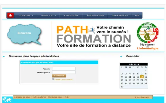 Figure 5.3 : Interface d’accès de l’administrateur. 