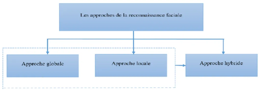 Figure 6: Classification des approches principales utilisées en reconnaissance faciale 4.1