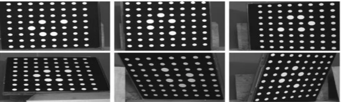 Figure 1.3 : Exemple d’une séquence de 6 images d’une mire de calibrage. 