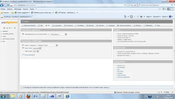 Fig. 31: Interface de PhpMyAdmin3.4.5. 