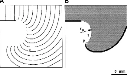 Fig. 7. Detachment of an excitation wave from the sharp edge of an unexcitable obstacle