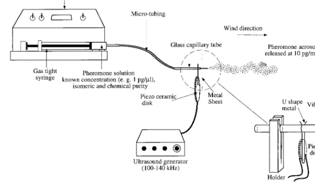 Fig. 1. Sprayer set-up used in the wind tunnel experiments.