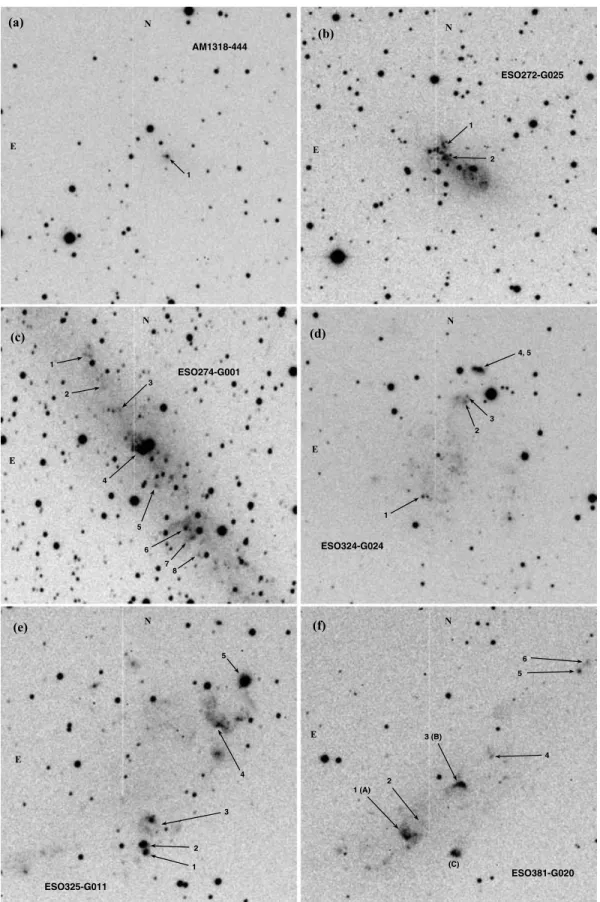 Figure 1. Raw (unreduced) Hα acquisition images in 3-min exposures taken with EFOSC2. Black objects indicate bright sources
