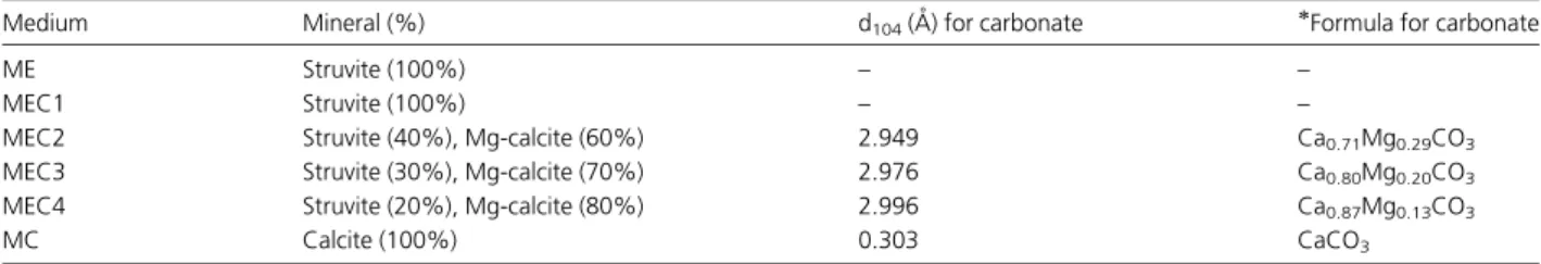 Table 3. Mineralogy of the precipitates derived from the XRD analysis