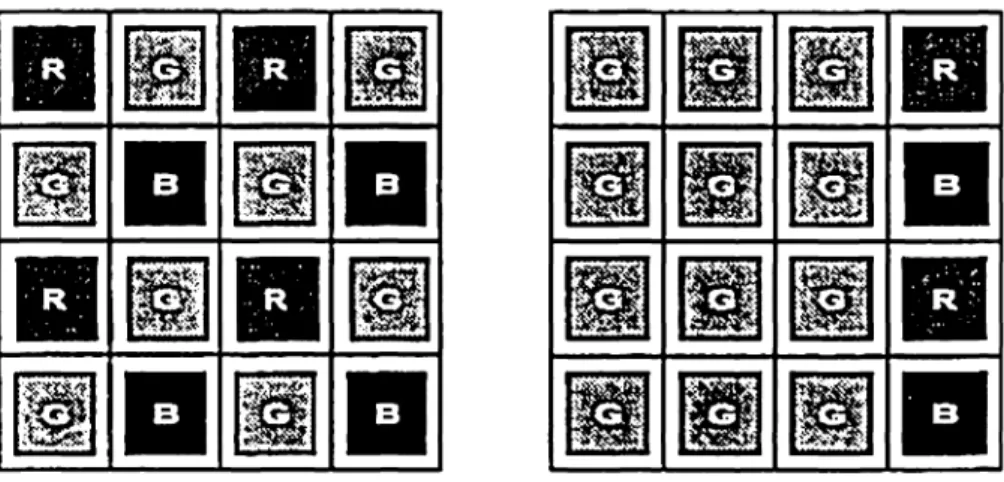 Abbildung l. Die beiden evaluierten Farbmosikfilter Die Temperaturstabilisierung des CCD-Sensors ist mit einem Peltierelement und einem digitalen Regelkreis realisierte