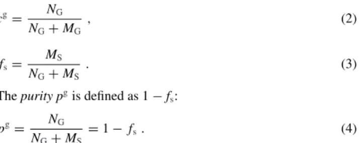Table 1. Notations for each category of objects (stars and galaxies), for the definitions of completeness and purity.