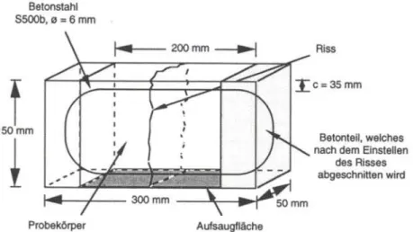 Abbildung 1: Schematische Darstellung der Abmessungen des bewehrten Probekörpers 