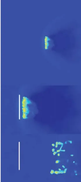 Figure 7. Colour-coded logarithmic gas density map for three WT runs.