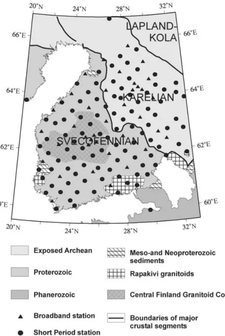 Figure 1. Simplified geological map of the study area in the Fennoscandian Shield (Boyd et al