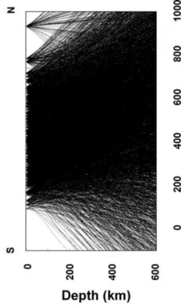 Figure 4. Ray coverage provided by the 5765 rays used in the inversion.