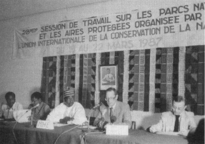 FIG. 1. Part of the platform at a Working Session. From left of right are seen Abdu Admou, Attaher Darkoye, Harold Eidsvik, and