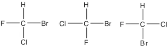 Figure 8. Incorrect planar model of CHFClBr showing three isomers.