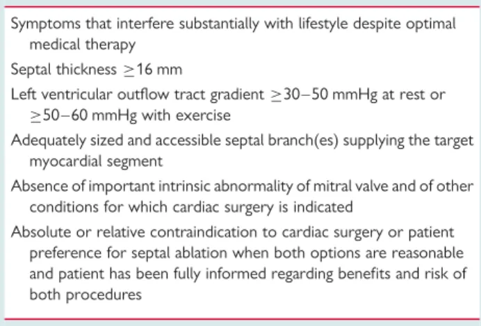 Table 2 Indications for alcohol septal ablation