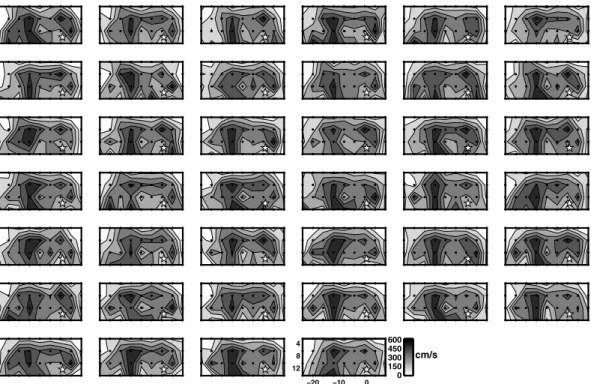 Figure 7. Peak slip-velocity distributions (cm s −1 ) for a set of models, found during the search, with χ 2 ν ≤ 1e3