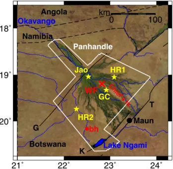 Figure 1. Map of northern Botswana showing the Okavango Delta and in- in-vestigation sites