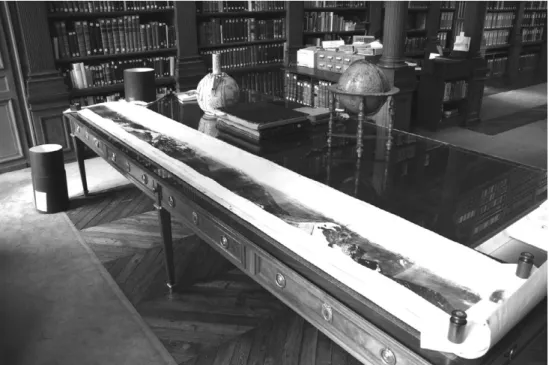 Fig. 6. View of Aim´e Civiale’s Panorama circulaire pris de la Bella Tola lying on a table at the library of the Institut de France