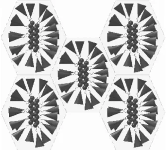 Figure 2. Postulated supramolecular organization of 1 and 2 within the rectangular columnar phases.