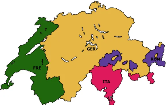 Figure 1: Linguistic areas across Switzerland