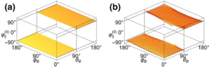 Fig. 8    B 1 k geometry: Anticipated (a) and measured (b)  θ B -φ B