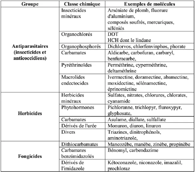 Tableau 01 : Croisements entre la classification chimique et la classification biologiques  (Fillatre, 2011)