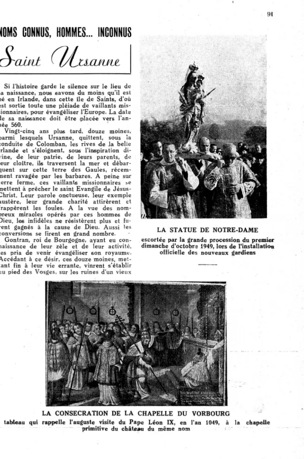 tableau qui rappelle l’auguste visite du Pape Léon IX, en l’an 1049, à la chapelle  primitive du château du même nom