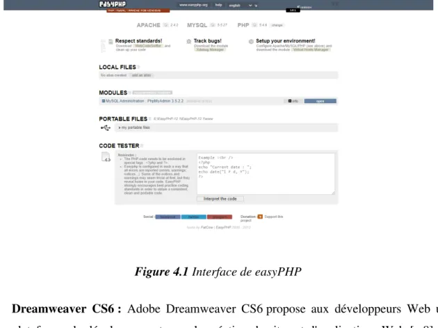 Figure 4.1 Interface de easyPHP 