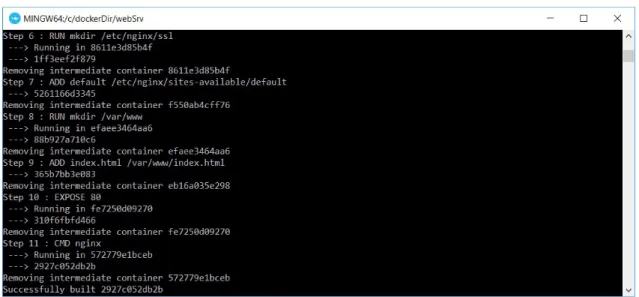 Figure 6 : Les étapes du Dockerfile exécutées indépendamment 