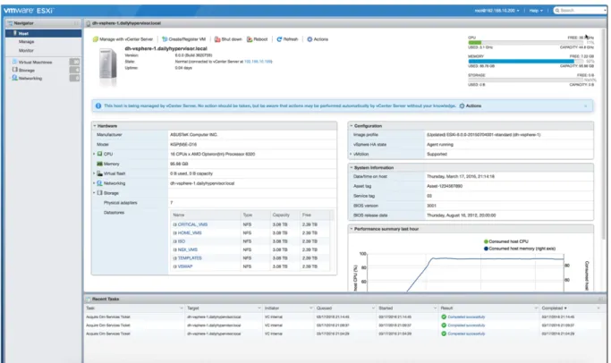 Figure 9. ESXi vSphere Host Client administrative panel 