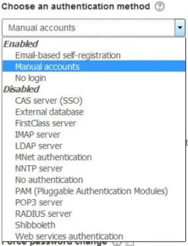Figure 8: Modes d'authentification possibles sur un système Moodle 