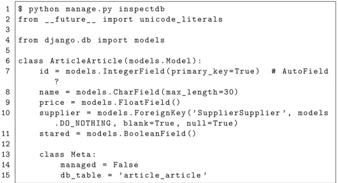 Figure 2 . Générer les modèles à partir d’une base de données (Samuel Dorsaz) Avantages.