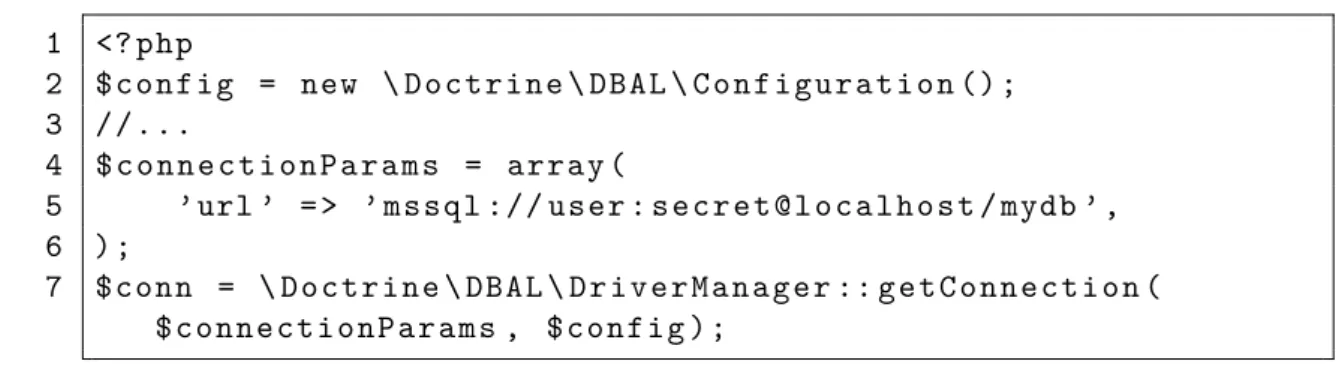 Figure 3 . Connexion à SQL Server à travers Doctrine