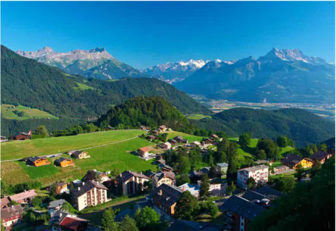 Figure 2 – Vue panoramique depuis Miremont  Source : (Les Amis de l’Hôpital Riviera-Chablais, 2014) 