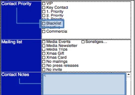 Figure 2: Media database – the "blacklist"