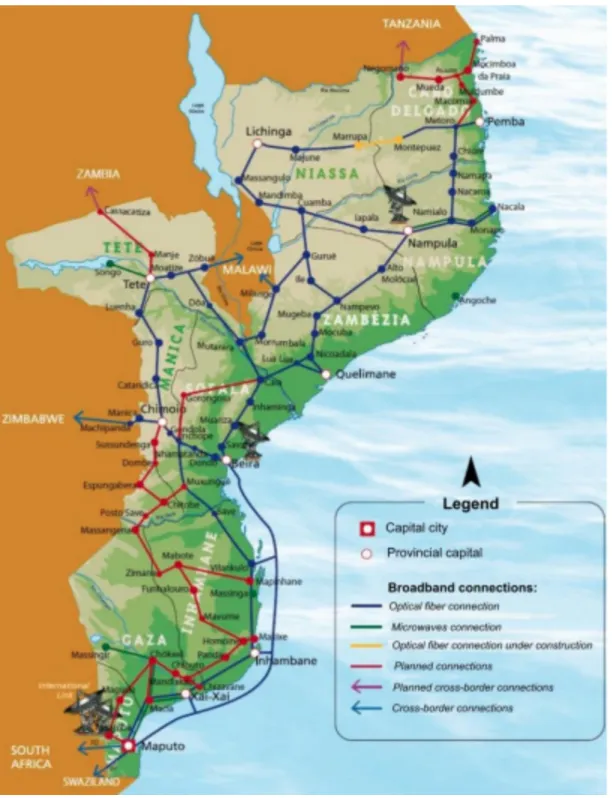 Figure 2:6 TDM Existing and planned fiber links (Source: TDM and Accenture study  http://www.oafrica.com) 