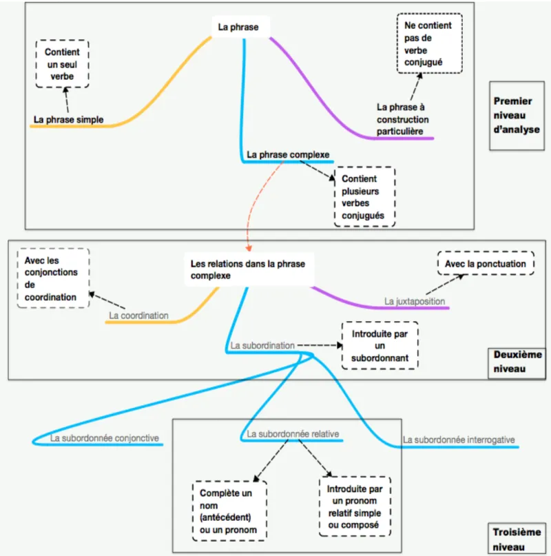 Figure 3 : Modélisation de nos enseignements sur la phrase  