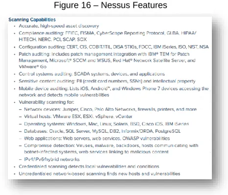 Figure 16 – Nessus Features 