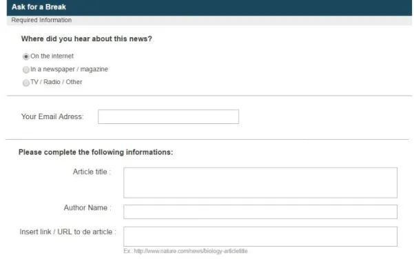 Figure 10 : Formulaire de publication (option « internet ») 