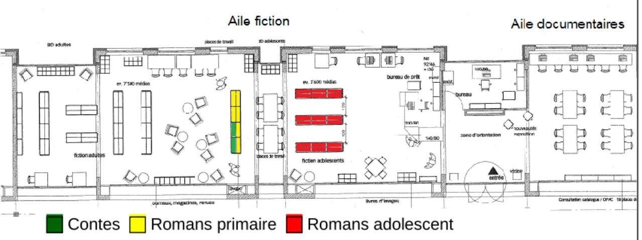 Figure 1 : Plan de l’aile fiction de la bibliothèque 