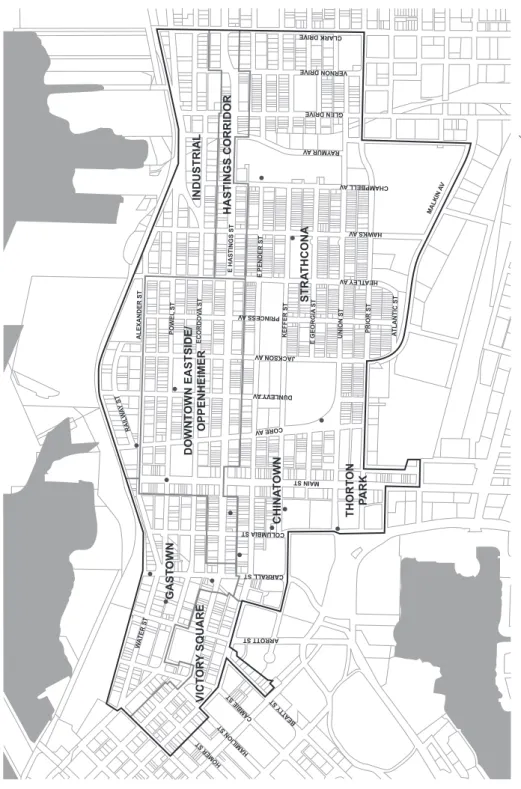 Figure 2 : Plan du Downtown Eastside et des quartiers adjacents GASTOWN CHINATOWN STRATHCONA