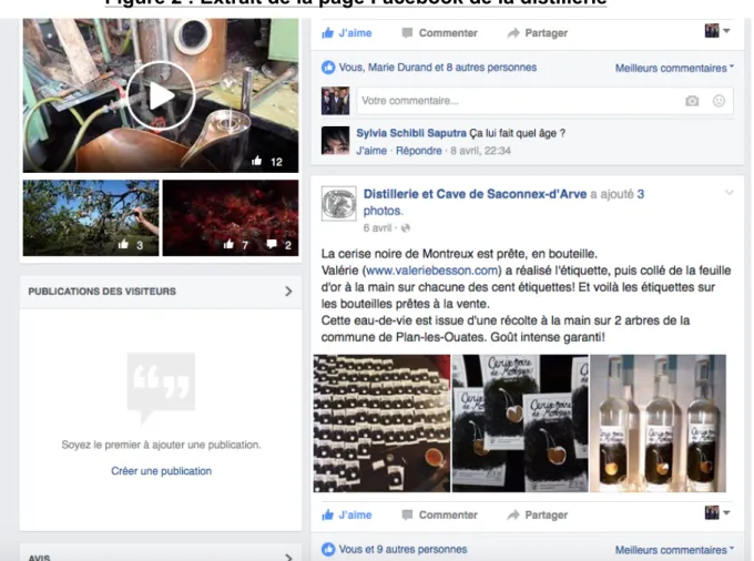 Figure 2 : Extrait de la page Facebook de la distillerie 