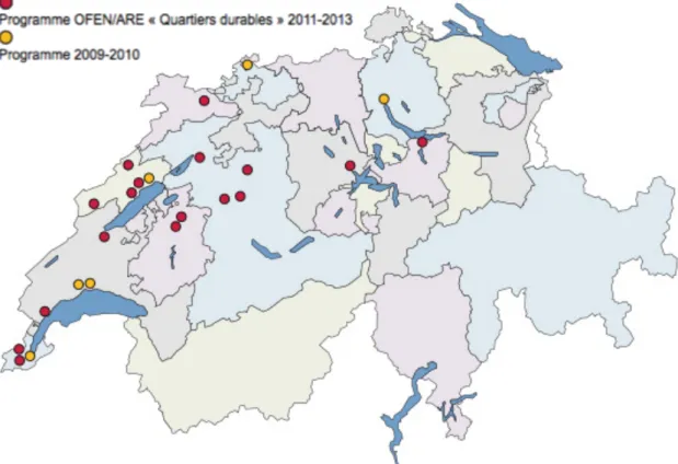 Figure 8: Carte des projets de quartiers durables 
