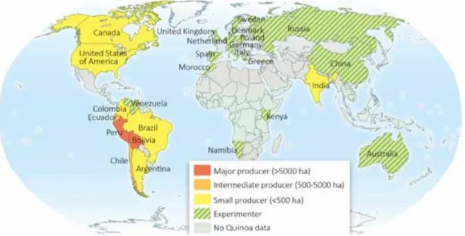 Figure 2 : Carte des productions mondiales de quinoa en 2003 5