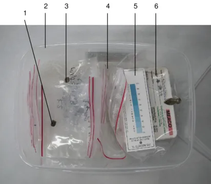 Figure 48: Setup of samples in a PP box with added silica gel (group  K1/K2).  