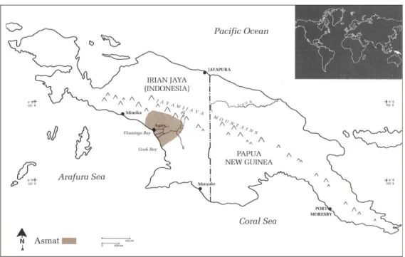 Figure 1. Localisation de la région Asmat sur l'île de Nouvelle Guinée. ©Bishop Barbara