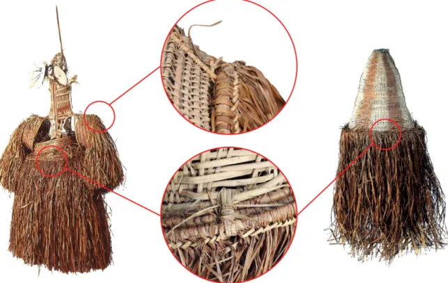 Figure 10. Détails des tiges de rotin entrant dans la composition des manches et des jupes des masques-costumes Asmat