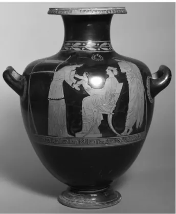 Figure 18.8  Attic red-figure hydria, ca. 440–430 BCE. Harvard Art Museum, Arthur  M. Sackler Museum, bequest of David M