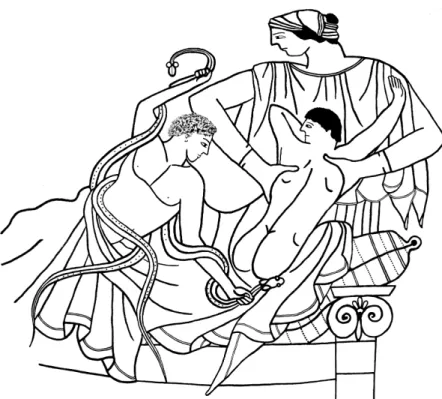 Figure 18.11b  Lekythos, manner of the Pistoxenos Painter, ca. 470 BCE. Oxford, Ashmolean  Museum V 320; drawing by Véronique Dasen.