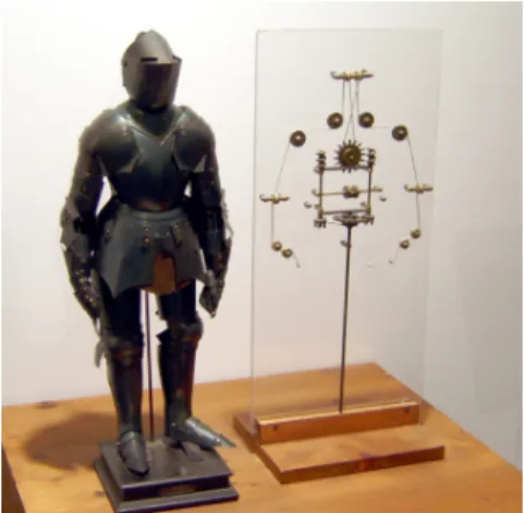 Figure 1.1. Mechanical Knight A humanoid designed by Leonardo da Vinci; the robot can move through a mechanical contraption connected to ‘tendons’.