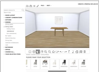Figure 3: Interface of the virtual room for which a participant had to find a chosen chair 