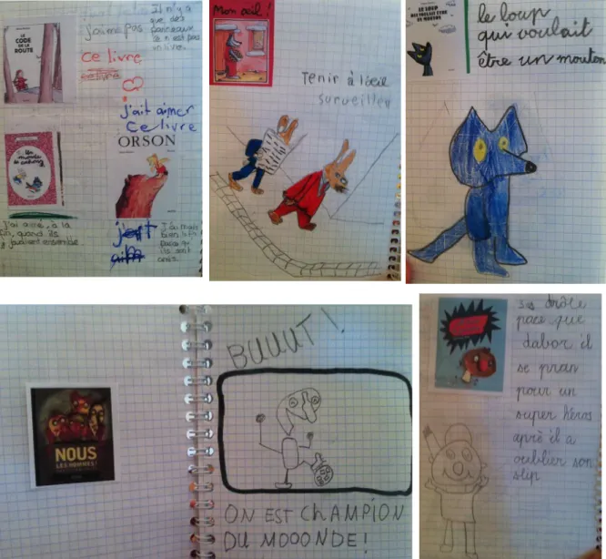 Figure 9 : Photos de quelques pages des carnets de lecture.